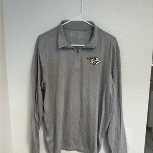 Antigua Grey Quarter-Zip Pullover with Embroidered Logo